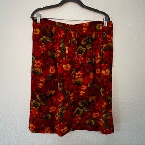 VTG Linda Allard Ellen Tracy 100% Silk Floral Red Pencil Skirt Women’s Size‎ 12
